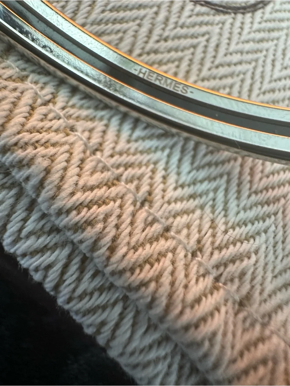 Hermes enamel bangle in lilac with silver trim